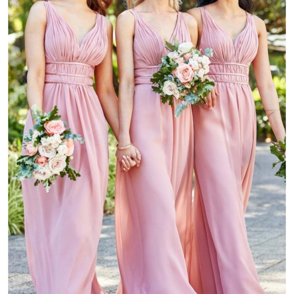 Elegant Grecian-style Vintage rose chiffon bridesmaid dress style# 9260